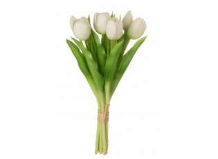 Kytice 7ks bílých realistických tulipánů Tulips - 31cm