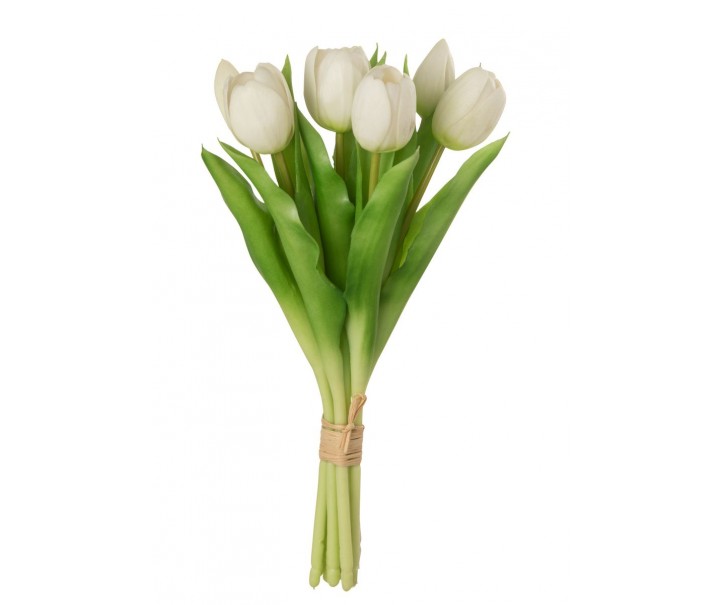 Kytice 7ks bílých realistických tulipánů Tulips - 31cm