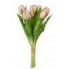 Kytice 7ks světle růžových realistických tulipánů Tulips - 31cm Materiál: plasticBarva: světle růžová, zelená