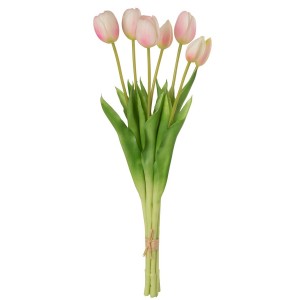 Kytice 7ks světle růžových realistických tulipánů Tulips - 45cm