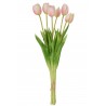 Kytice 7ks světle růžových realistických tulipánů Tulips - 45cm Materiál: plasticBarva: světle růžová, zelená
