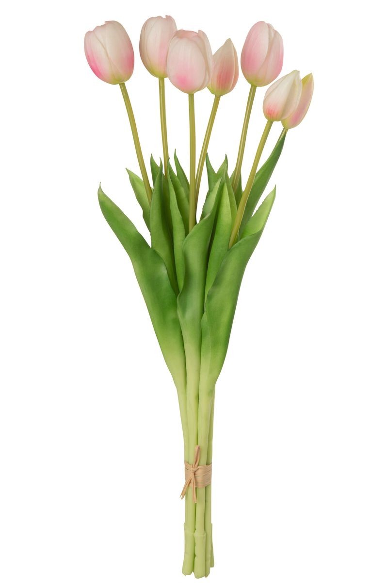 Kytice 7ks světle růžových realistických tulipánů Tulips - 45cm J-Line by Jolipa