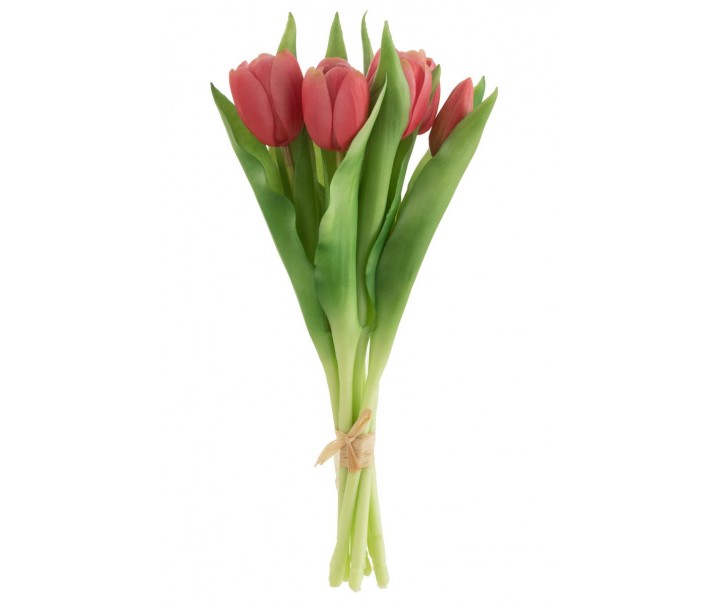 Kytice 7ks tmavě růžových realistických tulipánů Tulips - 31cm