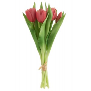 Kytice 7ks tmavě růžových realistických tulipánů Tulips - 31cm