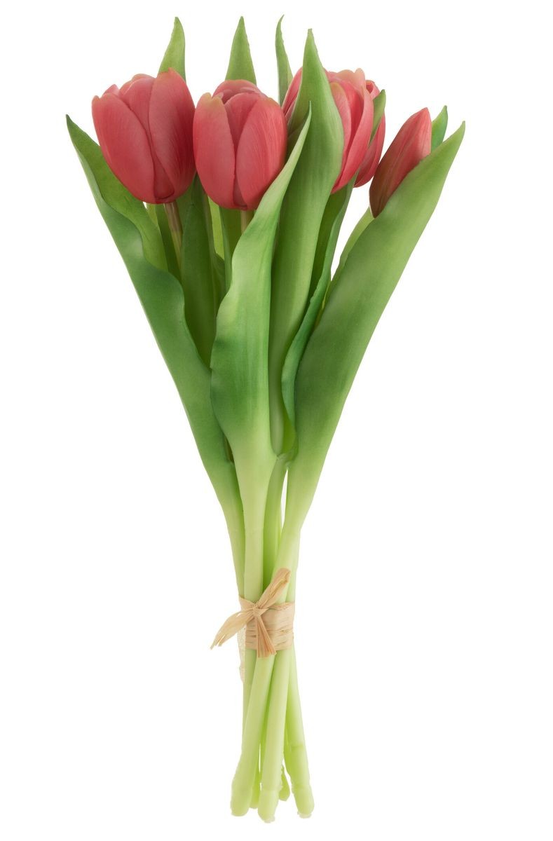 Kytice 7ks tmavě růžových realistických tulipánů Tulips - 31cm
