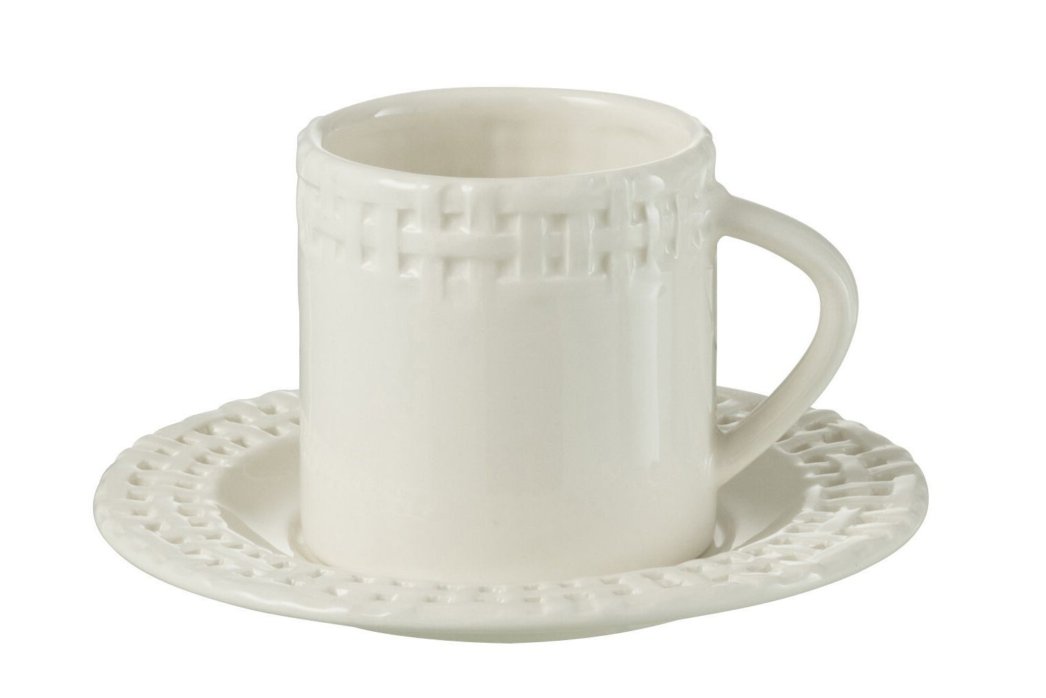 Bílý keramický šálek s podšálkem Hella White - 14*14*9 cm