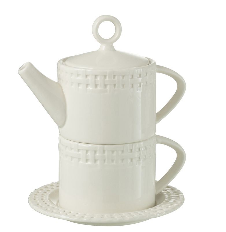 Bílý keramický Tea for One Hella White - 18*16*22 cm J-Line by Jolipa