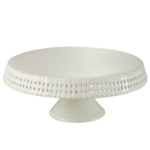 Bílý keramický podnos na noze Hella White - Ø 34*14cm