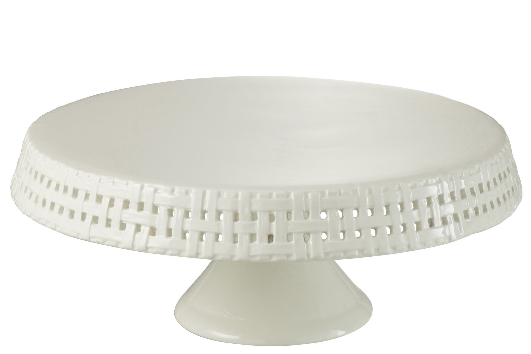 Bílý keramický podnos na noze Hella White L - Ø 34*14cm