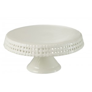 Bílý keramický podnos na noze Hella White M - Ø 25*12cm