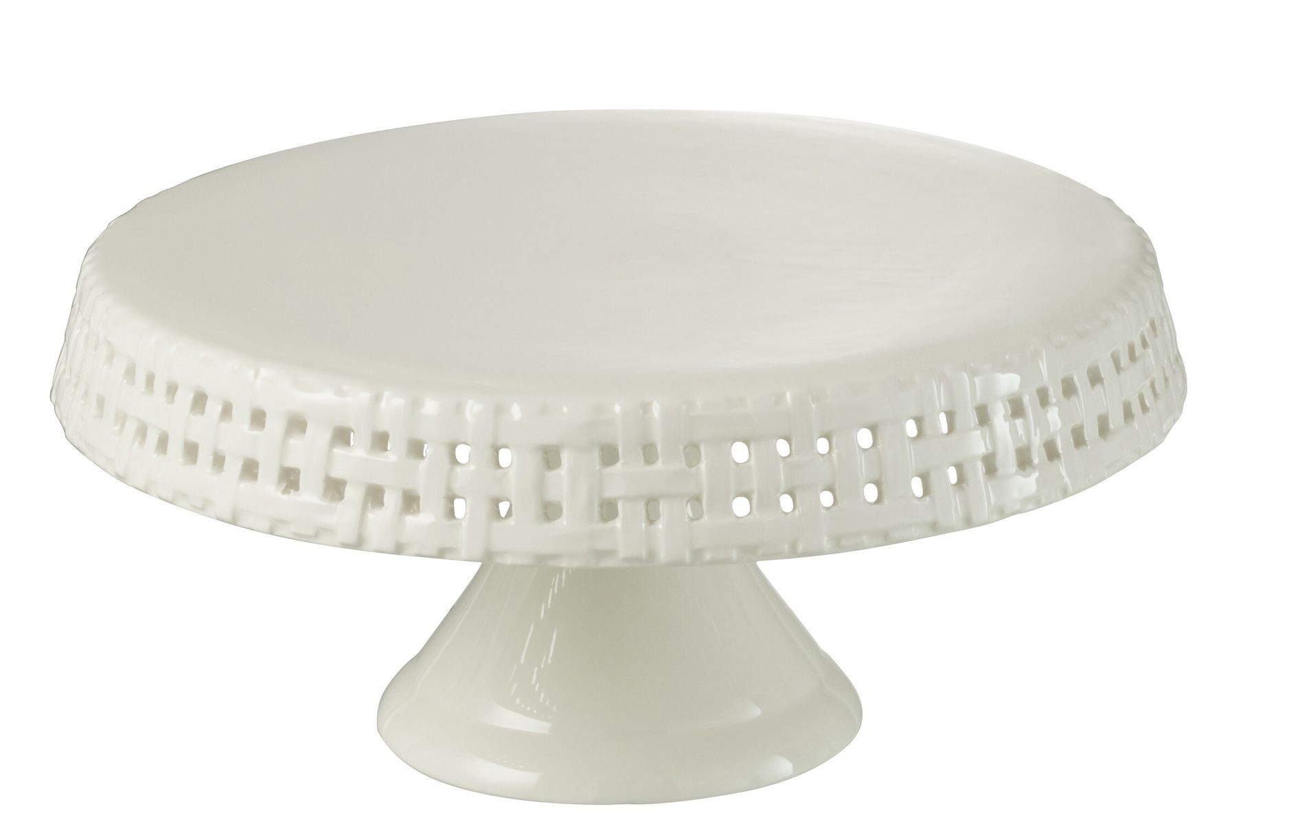 Bílý keramický podnos na noze Hella White M - Ø 25*12cm