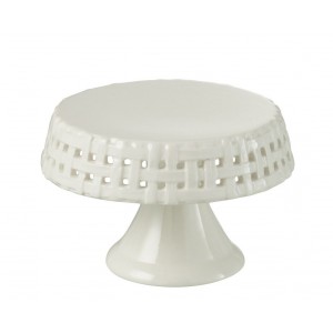 Bílý keramický podnos na noze Hella White S - Ø 11*7cm