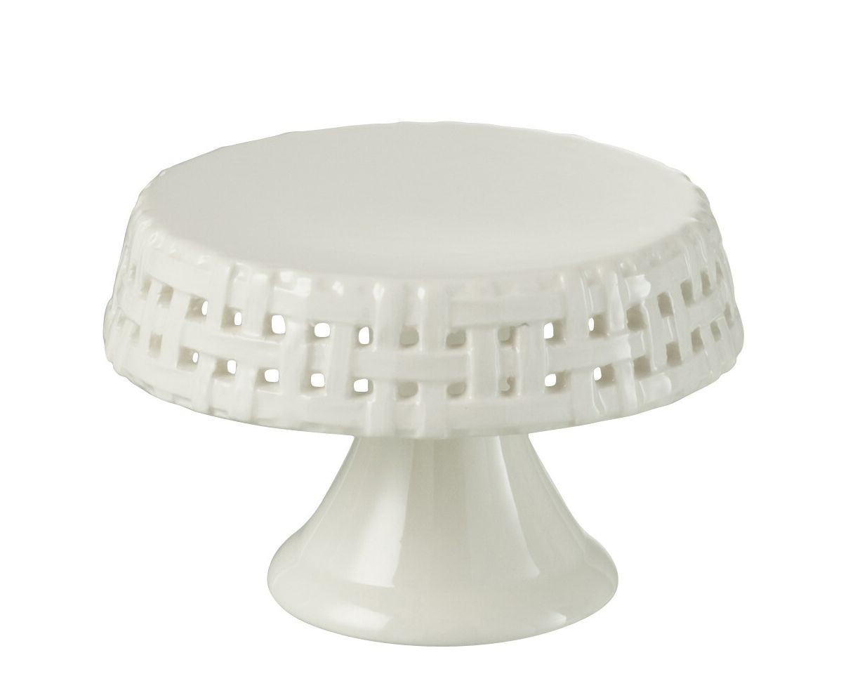 Bílý keramický podnos na noze Hella White S - Ø 11*7cm