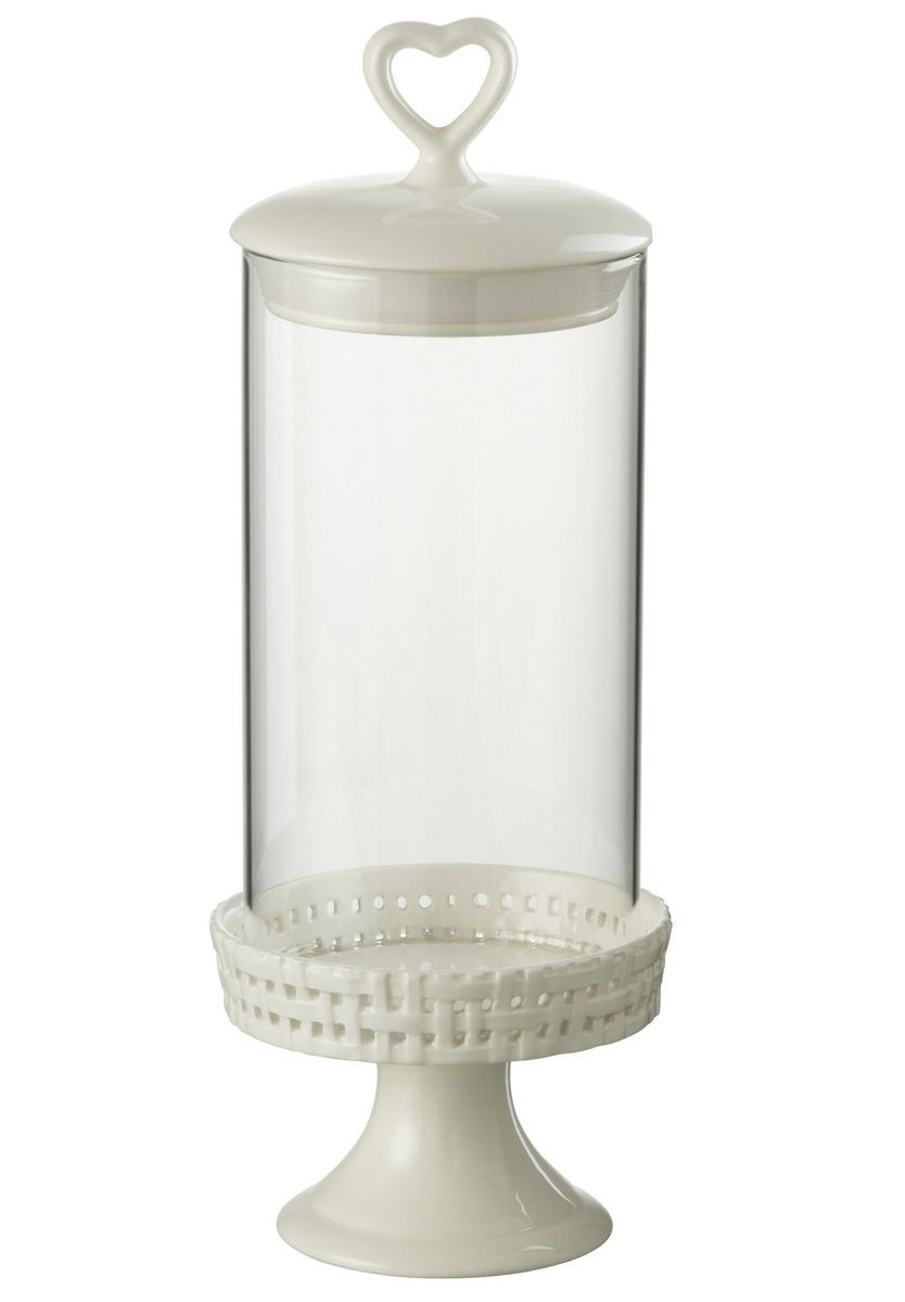 Bílá keramická dóza na noze s víkem Hella White M - Ø 11*31cm