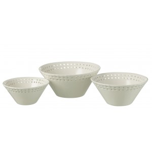 3ks bílá keramická miska Hella White - Ø14*6 / Ø17*7 / Ø19*9 cm