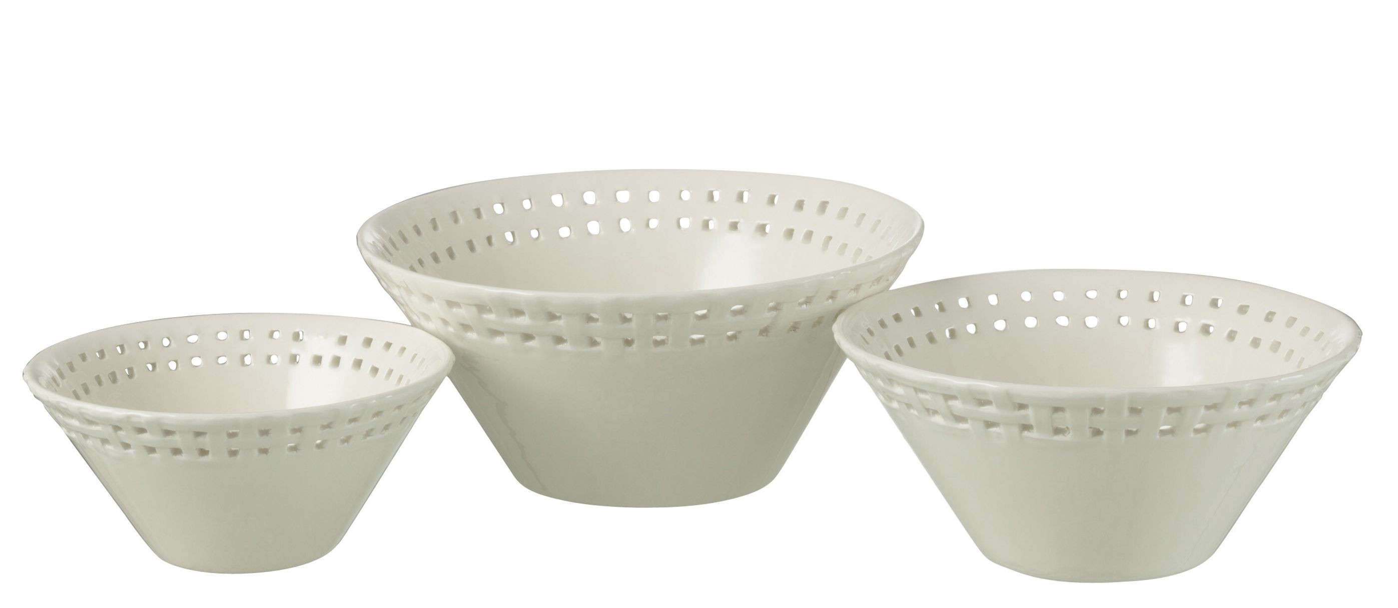 3ks bílá keramická miska Hella White - Ø14*6 / Ø17*7 / Ø19*9 cm
