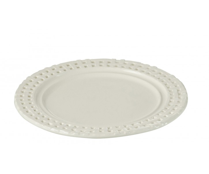 Bílý keramický dezertní talíř Hella White - Ø20*2 cm