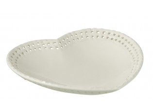 Bílý keramický dezertní talíř / miska ve tvaru srdce Hella White - 22*22*4 cm