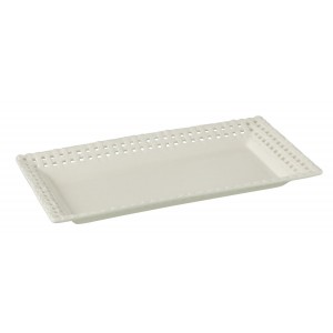 Bílý keramický servírovací podnos Hella White - 32*17*3 cm