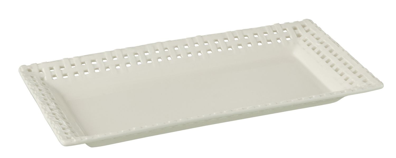 Bílý keramický servírovací podnos Hella White - 32*17*3 cm
