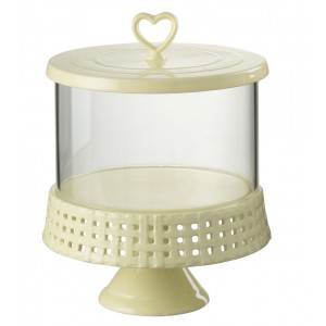 Žlutá keramická dóza na noze s víkem Hella Yellow L - Ø 21*31cm