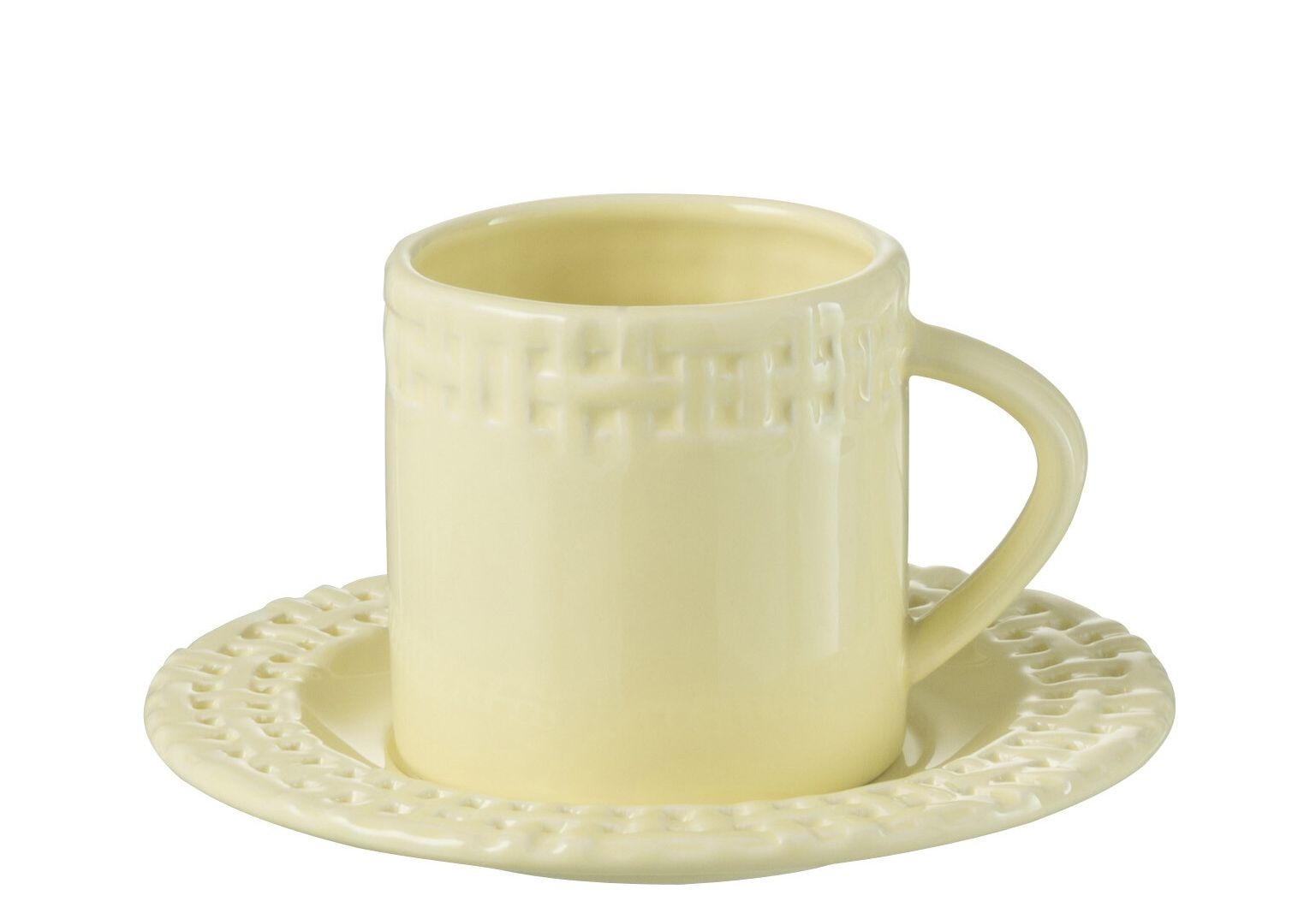 Žlutý keramický šálek s podšálkem Hella Yellow - 14*14*9 cm