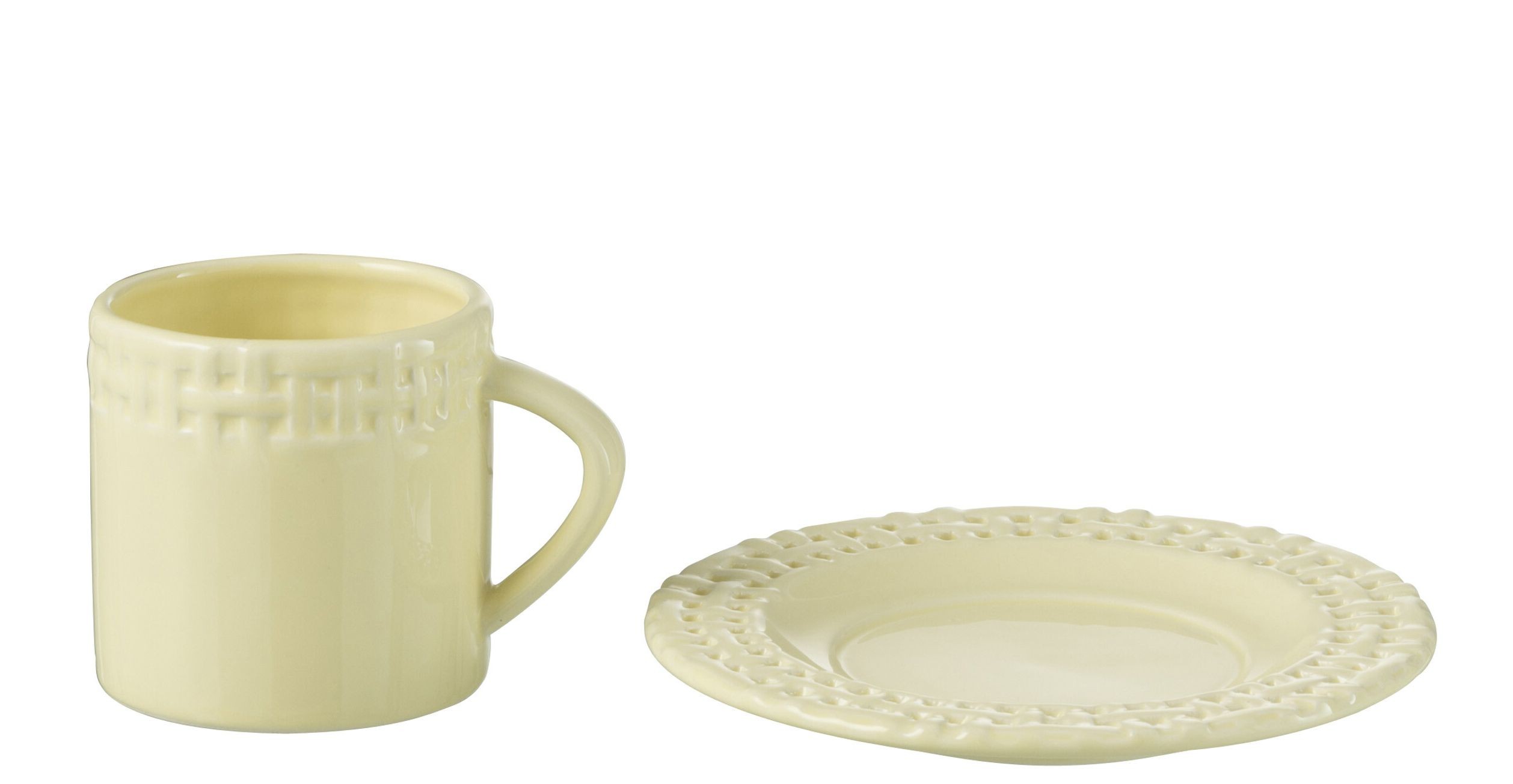 Žlutý keramický šálek s podšálkem Hella Yellow - 14*14*9 cm
