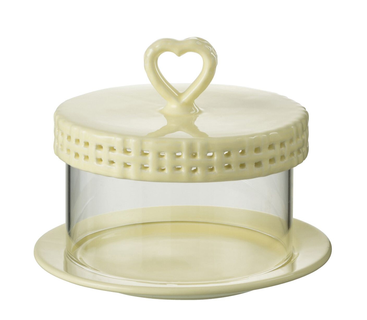 Žlutý keramický servírovací podnos s poklopem Hella Yellow - Ø16*13 cm