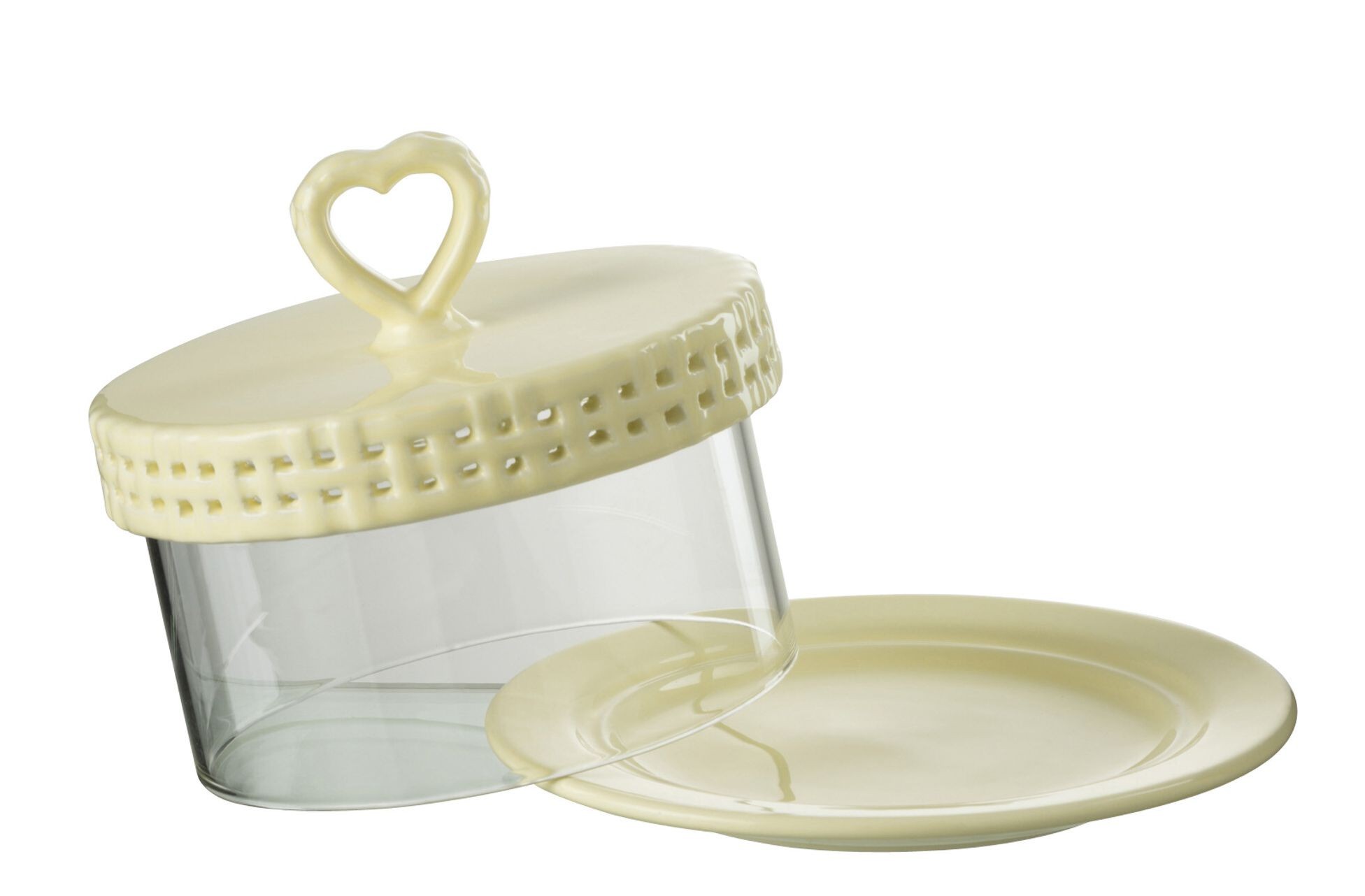 Žlutý keramický servírovací podnos s poklopem Hella Yellow - Ø16*13 cm