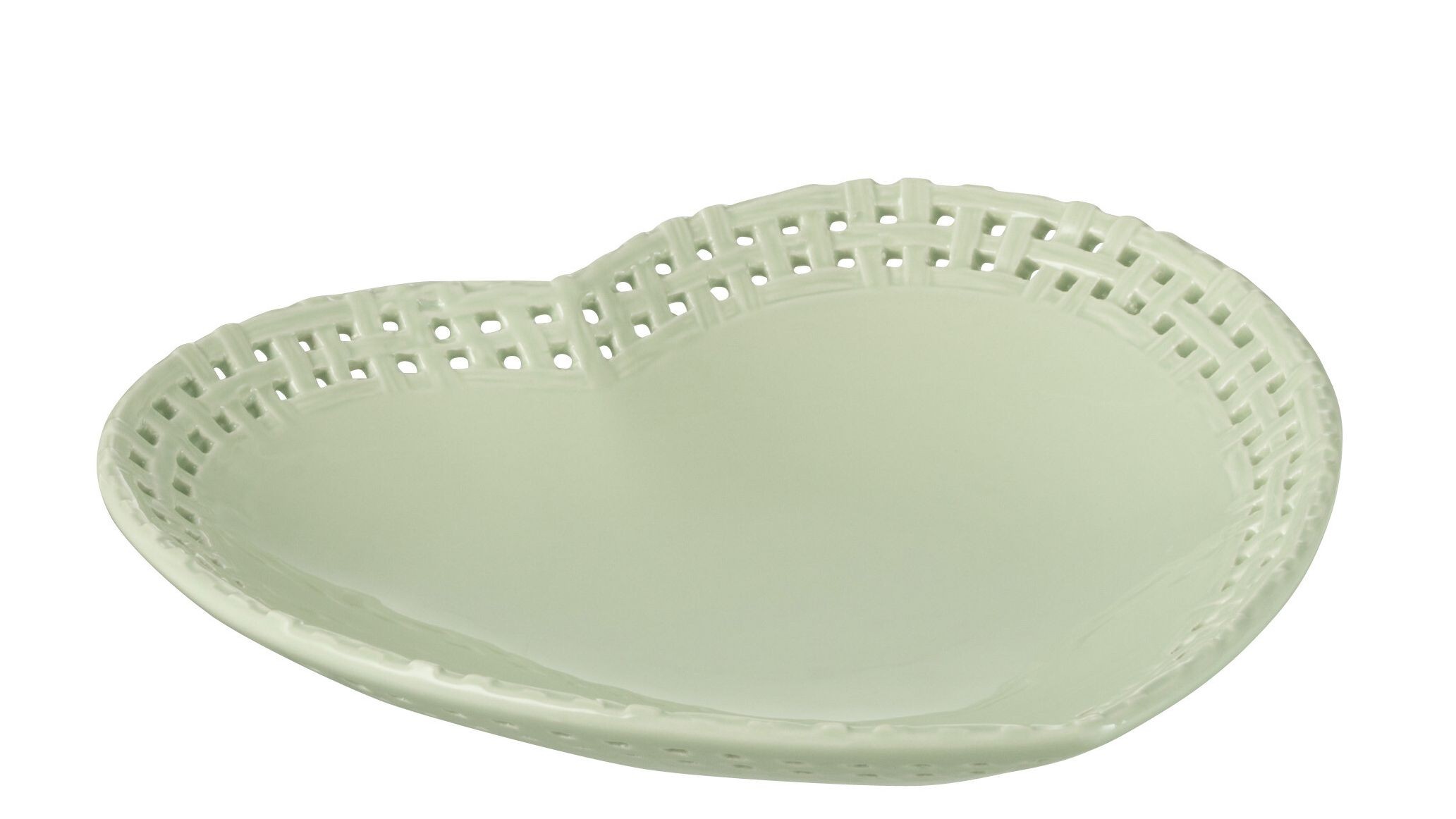 Zelený keramický talíř / miska ve tvaru srdce Hella Pastel Green - 22*22*4 cm J-Line by Jolipa