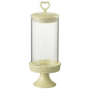 Žlutá keramická dóza na noze s víkem Hella Yellow M - Ø 11*31cm