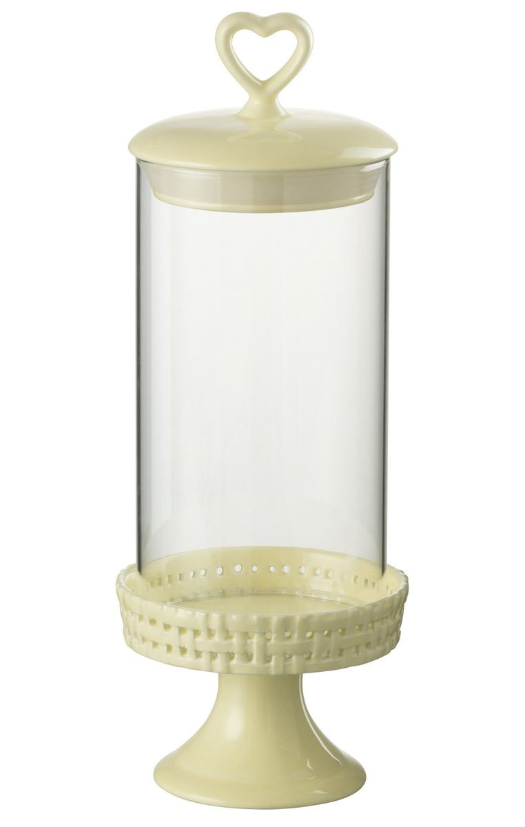 Žlutá keramická dóza na noze s víkem Hella Yellow M - Ø 11*31cm
