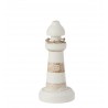 Dřevěná dekorace maják Lighthouse Alabasia Wood S - Ø7*15cm Barva: hnědá s patinou, bílá antikMateriál: dřevo