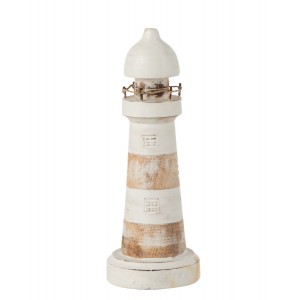 Dřevěná dekorace maják Lighthouse Alabasia Wood M - Ø10*25cm
