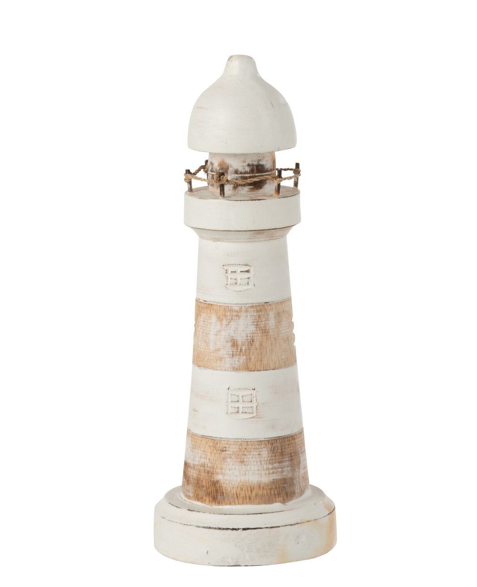 Dřevěná dekorace maják Lighthouse Alabasia Wood M - Ø10*25cm J-Line by Jolipa