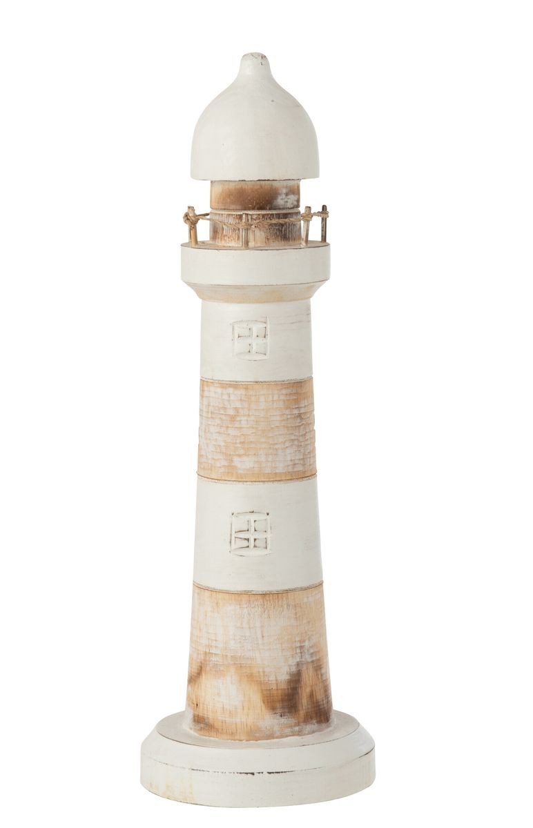 Dřevěná dekorace maják Lighthouse Alabasia Wood L - Ø13*40cm J-Line by Jolipa