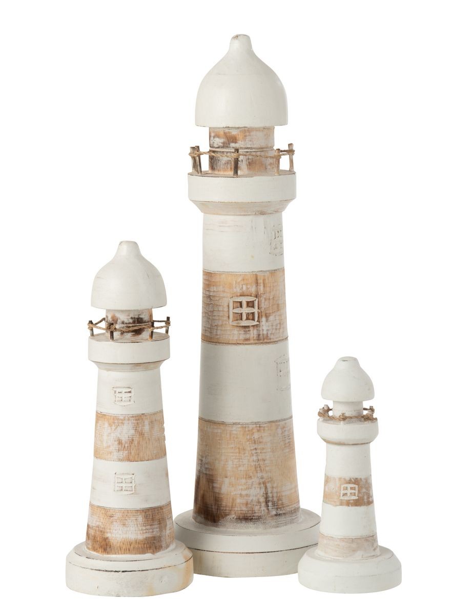 Dřevěná dekorace maják Lighthouse Alabasia Wood M - Ø10*25cm