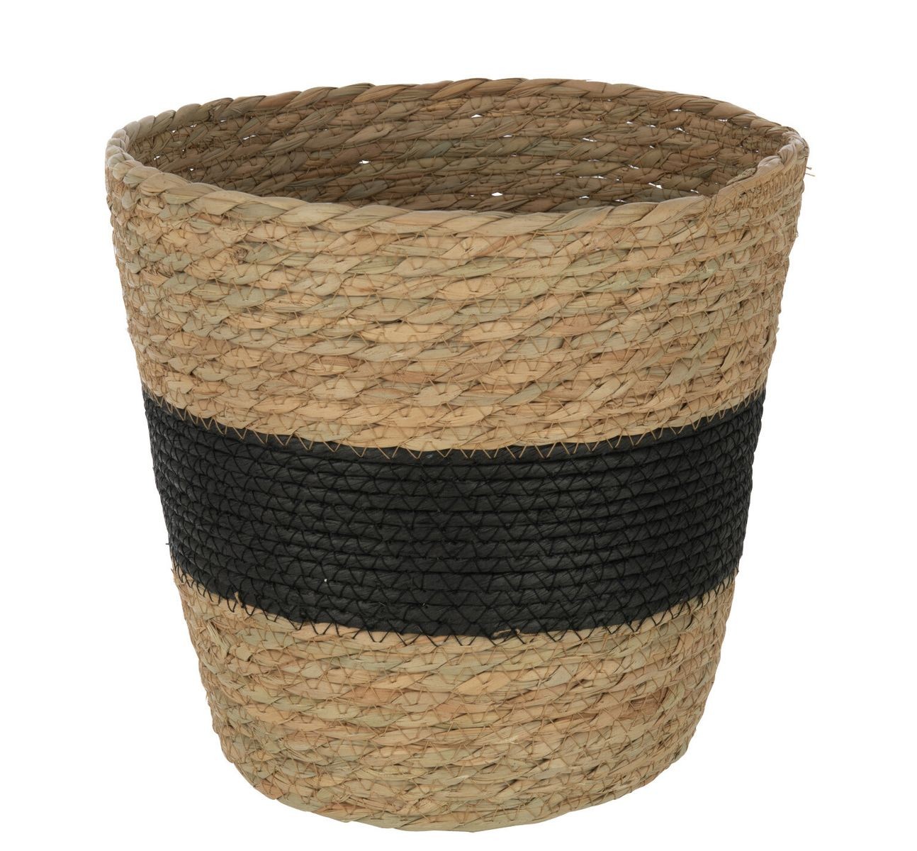 Přírodní košík z mořské trávy s černým pruhem Witte - Ø 25*23 cm
