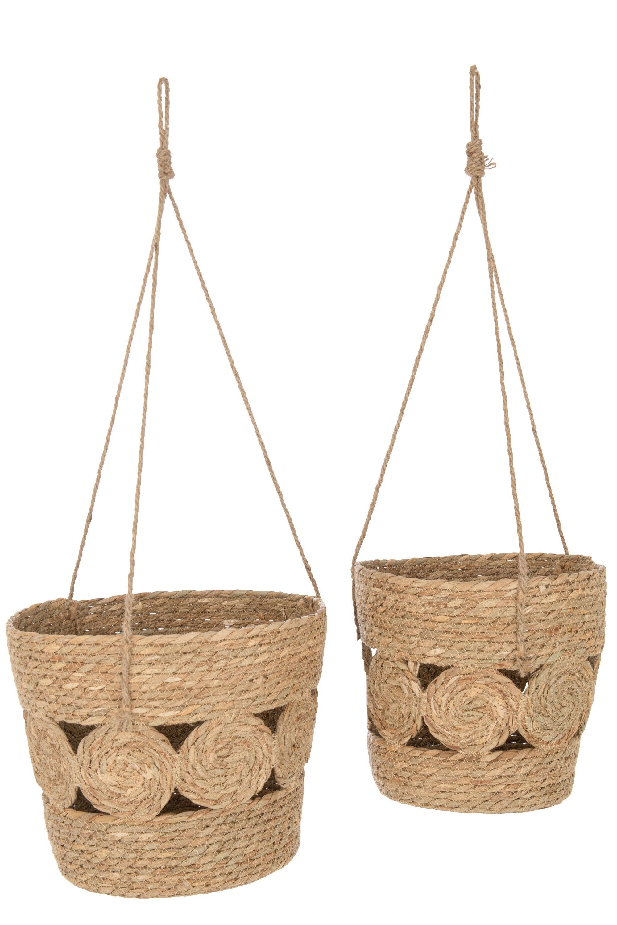 2ks přírodní závěsný košík z mořské trávy - Ø 28*26 / Ø 32*27 cm