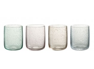 4ks barevná sklenička na vodu s bublinkami Louise - Ø7*9cm / 310ml
