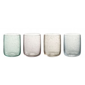 4ks barevná sklenička na vodu s bublinkami Louise - Ø7*9cm / 310ml