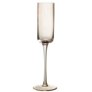 Jantarová sklenička na šampaňské s voubkováním Ralph - Ø7*26cm / 180ml