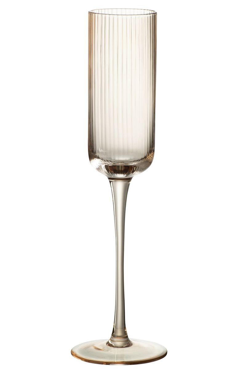 Jantarová sklenička na šampaňské s voubkováním Ralph - Ø7*26cm / 180ml