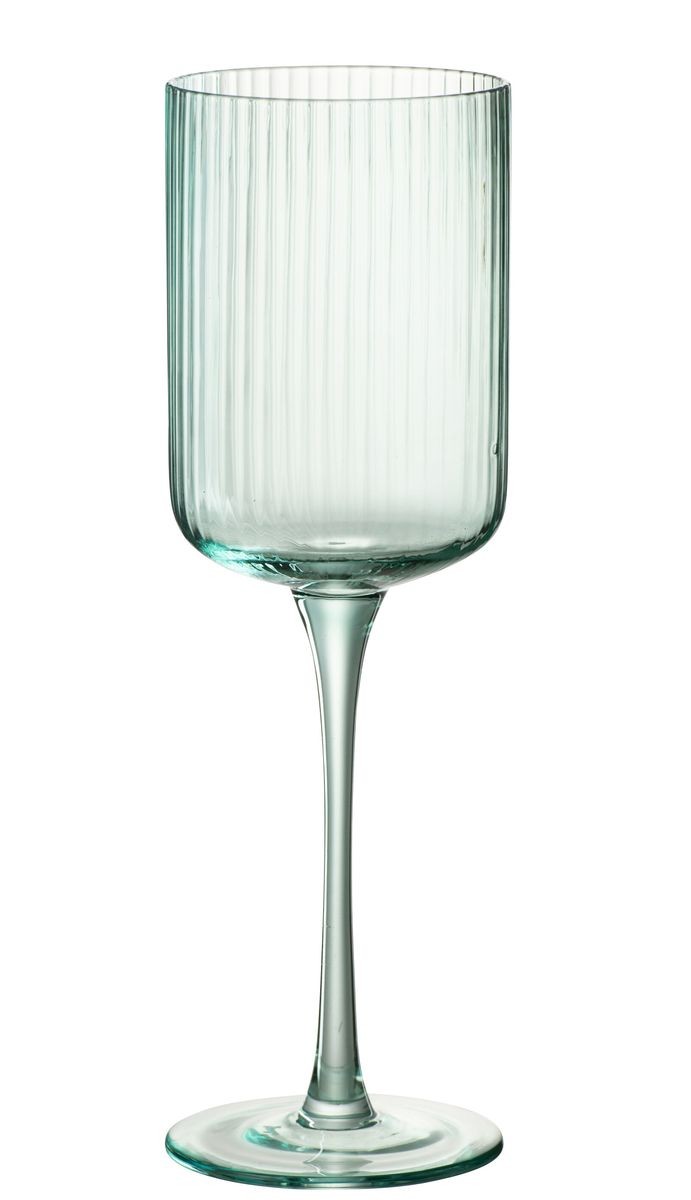 Mentolová sklenička na víno s vroubkováním Ralph - Ø7*23cm / 370ml J-Line by Jolipa