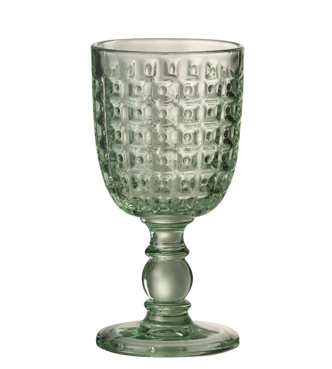 Reliéfní zelená sklenička na noze Embossed - Ø8*17cm / 200ml