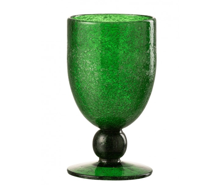Zelená sklenička na víno na noze s bublinkami Wine Lisboa green - Ø9*15cm / 370ml