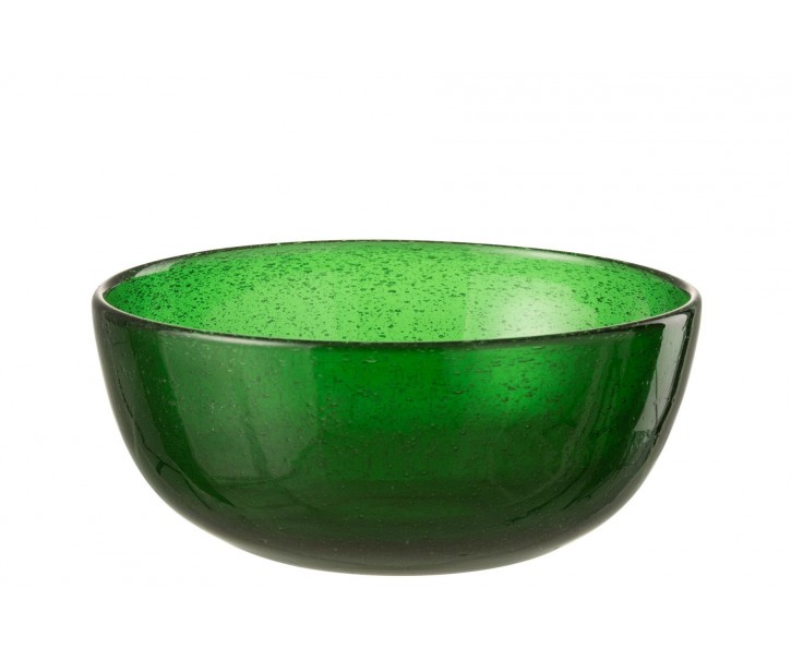 Zelená skleněná miska s bublinkami Lisboa - Ø15*6cm / 630ml
