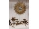 Zlatý antik kovový svícen s ptáčky a květy - 50*25*21 cm
