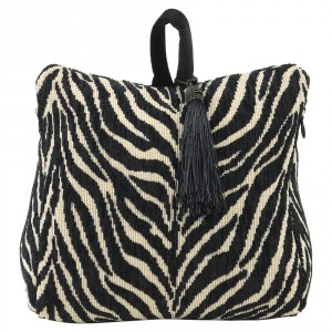 Krémovo-černá bavlněná dveřní zarážka Zebra - 10*21*17cm