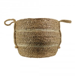 Hnědý pletený jutový košík Ecru ( 1ks ) - 23*18,5*18cm